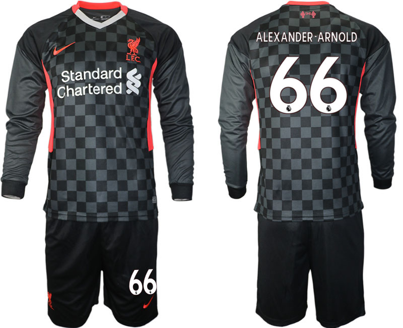 Men 2021 Liverpool away long sleeves #66 soccer jerseys->liverpool jersey->Soccer Club Jersey